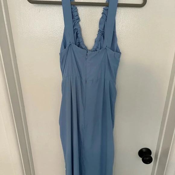 NWT Abercrombie & Fitch Blue Cinched neck Midi Dress slip dress - Picture 8 of 8